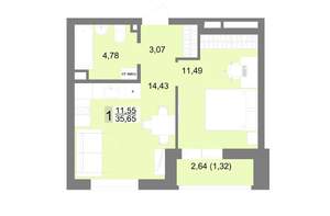 1-к квартира, вторичка, 36м2, 10/22 этаж