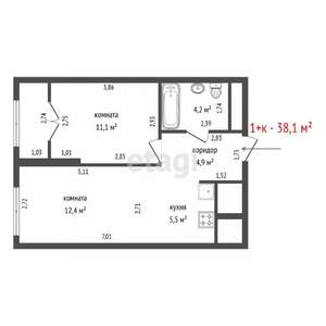 1-к квартира, вторичка, 38м2, 4/23 этаж