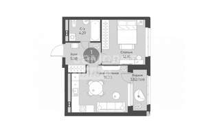 1-к квартира, вторичка, 41м2, 6/11 этаж