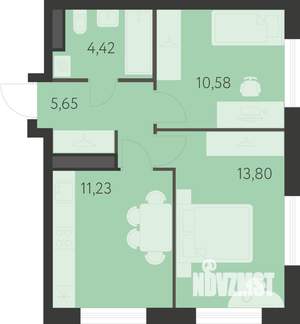 2-к квартира, вторичка, 46м2, 9/25 этаж
