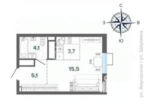 Студия квартира, вторичка, 28м2, 28/31 этаж