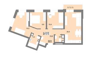 3-к квартира, вторичка, 73м2, 11/18 этаж