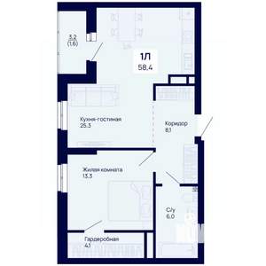 1-к квартира, вторичка, 58м2, 13/18 этаж