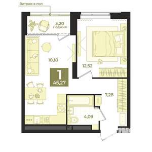 1-к квартира, вторичка, 45м2, 27/31 этаж