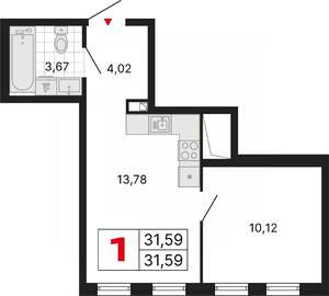 1-к квартира, вторичка, 32м2, 24/25 этаж