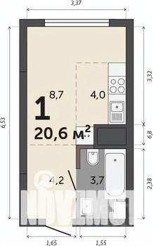 Студия квартира, строящийся дом, 21м2, 14/30 этаж