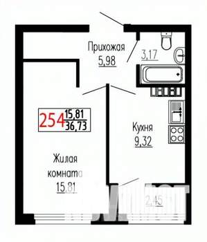 1-к квартира, строящийся дом, 37м2, 19/27 этаж