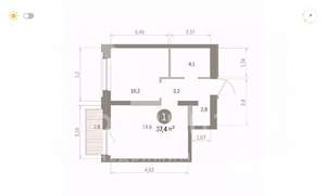 1-к квартира, строящийся дом, 37м2, 4/8 этаж