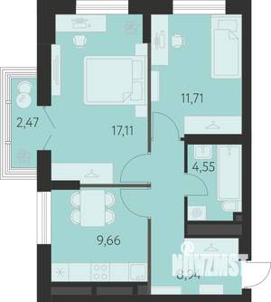 2-к квартира, вторичка, 53м2, 26/31 этаж