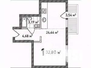 Студия квартира, вторичка, 34м2, 3/9 этаж