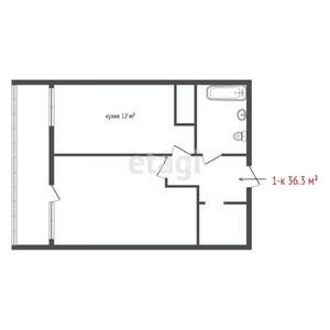 1-к квартира, вторичка, 36м2, 23/25 этаж