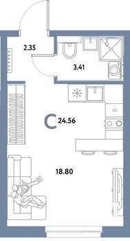 Студия квартира, вторичка, 25м2, 13/21 этаж