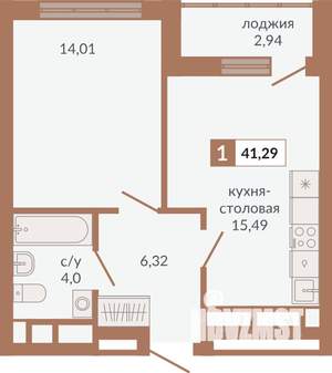 1-к квартира, вторичка, 41м2, 28/31 этаж