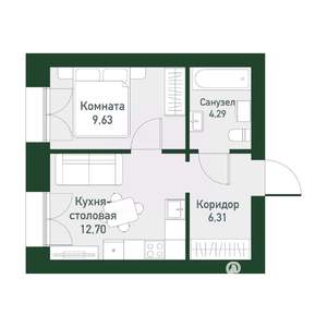 1-к квартира, вторичка, 33м2, 3/4 этаж