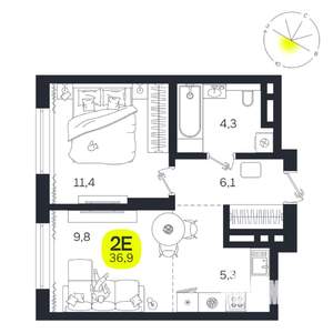 2-к квартира, вторичка, 37м2, 10/27 этаж