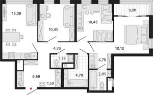 3-к квартира, вторичка, 75м2, 22/25 этаж