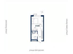 Студия квартира, вторичка, 28м2, 6/20 этаж