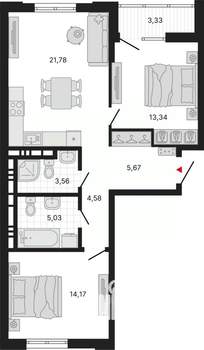 2-к квартира, вторичка, 71м2, 4/11 этаж