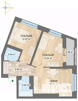 2-к квартира, вторичка, 55м2, 24/26 этаж