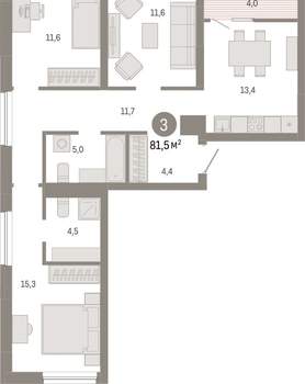 2-к квартира, вторичка, 81м2, 4/7 этаж