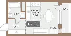 Студия квартира, вторичка, 30м2, 10/24 этаж