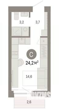 Студия квартира, вторичка, 24м2, 4/9 этаж