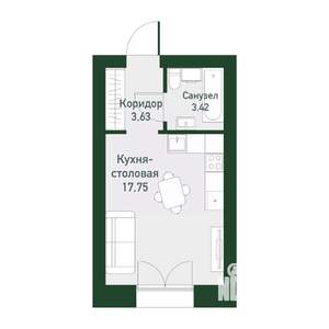 Студия квартира, вторичка, 24м2, 4/4 этаж