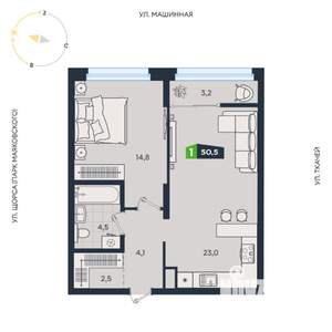 1-к квартира, вторичка, 51м2, 18/30 этаж