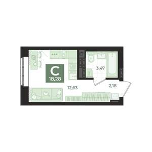 Студия квартира, вторичка, 18м2, 13/18 этаж
