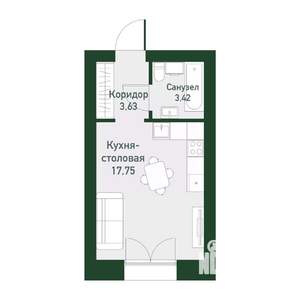 Студия квартира, вторичка, 22м2, 1/4 этаж