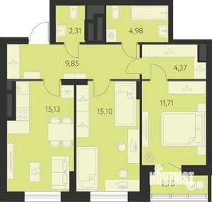 2-к квартира, вторичка, 65м2, 3/31 этаж