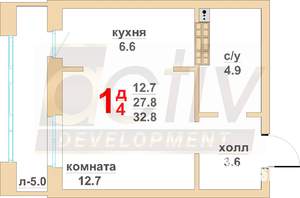 1-к квартира, вторичка, 28м2, 8/16 этаж