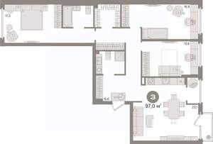 3-к квартира, вторичка, 97м2, 7/9 этаж