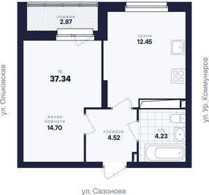 1-к квартира, вторичка, 37м2, 13/17 этаж