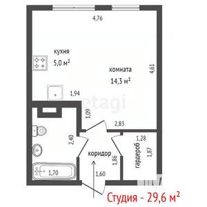 Студия квартира, вторичка, 30м2, 2/25 этаж
