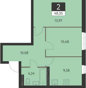 2-к квартира, вторичка, 48м2, 6/31 этаж
