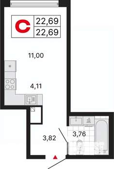 Студия квартира, вторичка, 23м2, 13/25 этаж