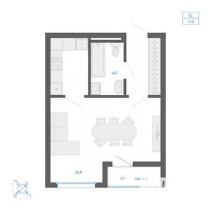 Студия квартира, вторичка, 32м2, 12/15 этаж