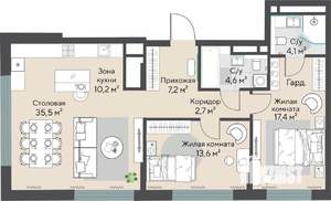 2-к квартира, строящийся дом, 85м2, 16/27 этаж