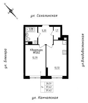 1-к квартира, вторичка, 37м2, 17/25 этаж