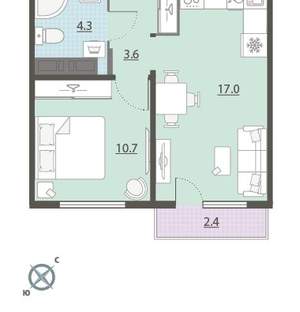 1-к квартира, вторичка, 37м2, 12/24 этаж