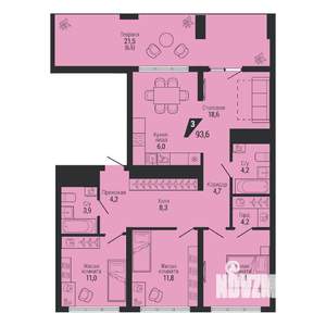 3-к квартира, вторичка, 94м2, 19/31 этаж