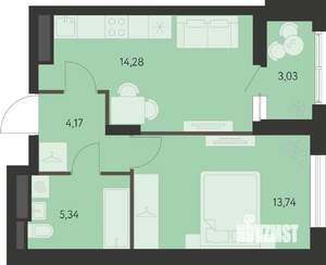 1-к квартира, вторичка, 39м2, 12/21 этаж