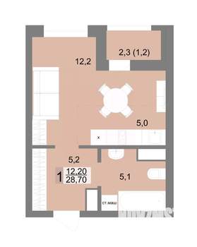 1-к квартира, вторичка, 29м2, 22/25 этаж