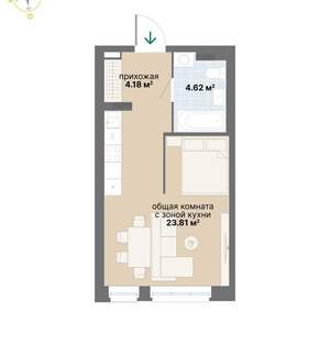 Студия квартира, вторичка, 33м2, 5/26 этаж