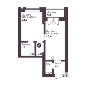 1-к квартира, вторичка, 41м2, 25/30 этаж