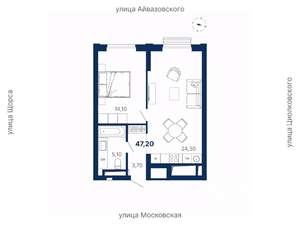 1-к квартира, вторичка, 47м2, 7/29 этаж