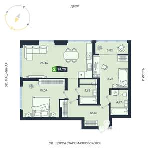2-к квартира, вторичка, 75м2, 22/31 этаж