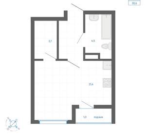 Студия квартира, вторичка, 30м2, 14/32 этаж