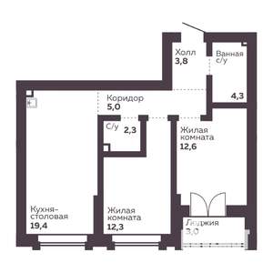 2-к квартира, вторичка, 60м2, 15/30 этаж